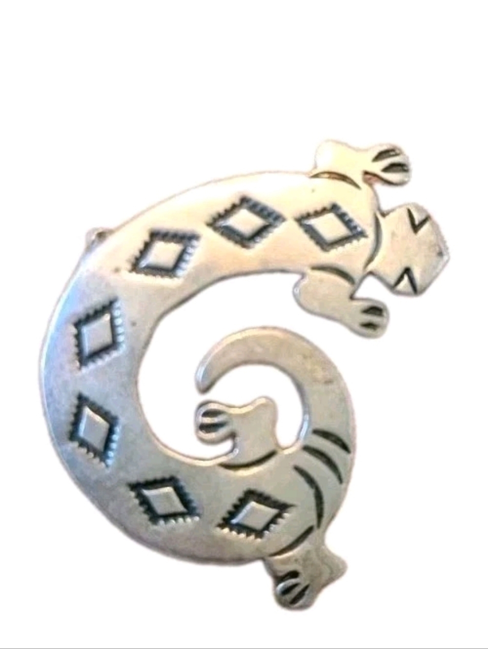 Vintage Sterling Silver Gecko Lizard Brooch Signed MB Stamped Southwestern 925